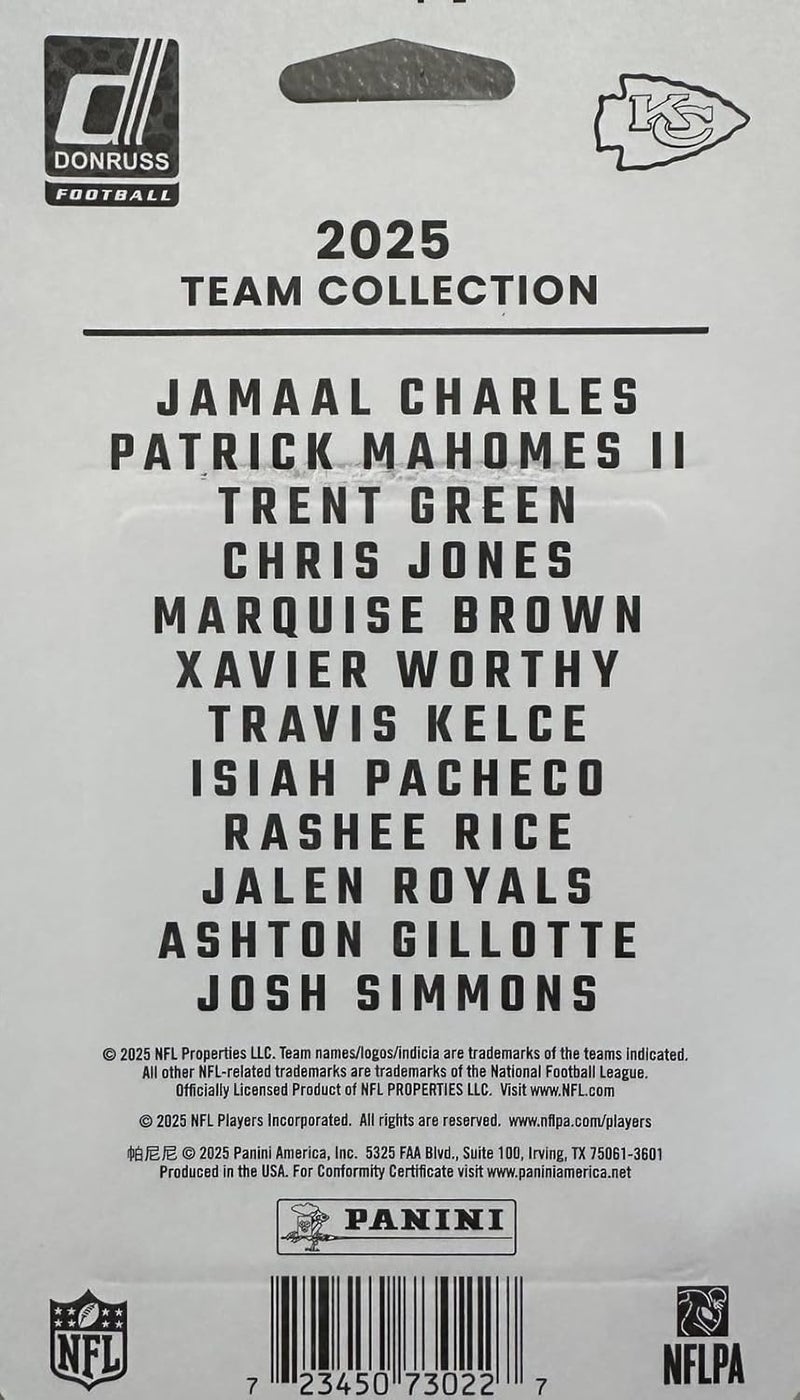 SCORE Kansas City Chiefs 2025 Donruss Factory Sealed Team Set Featuring Patrick Mahomes, Travis Kelce, Xavier Worthy and Chris Jones with 3 Rated Rookie Cards Plus - Image 3